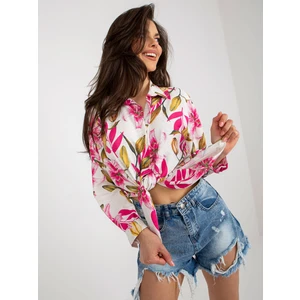 Beige and pink summer shirt with print