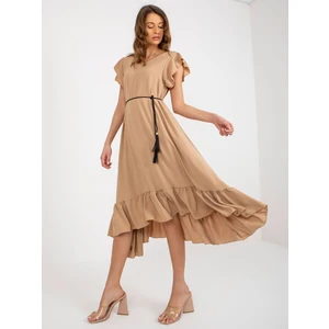 Camel summer dress with frills