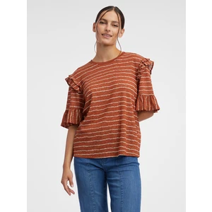 Orsay Brown Women Striped T-Shirt - Women