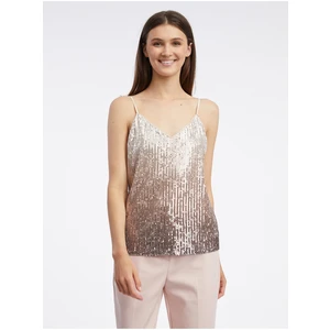 Orsay Beige Women Sequined Top - Women