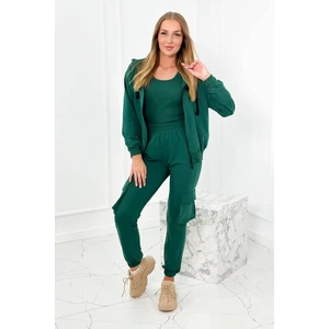 Set 3in1 sweatshirt + top + pants green