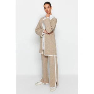 Trendyol Mink Striped Knitwear Sweater Trousers Bottom Top Suit