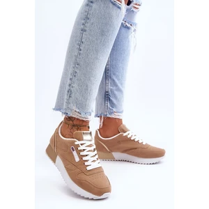 Sport shoes leather lace-up platform Beige Merida