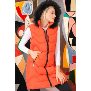 Z6761 DEWBERRY WOMEN'S VEST-PLAIN ORANGE