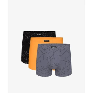 Pánske boxerky ATLANTIC 3Pack - čierna/žltá/sivá