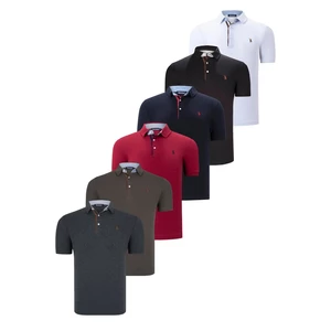 SIX SET T8582 DEWBERRY MENS T-SHIRT-BLACK-WHITE-NAVY BLUE-KHAKI-BURGUNDY-ANTHRACITE