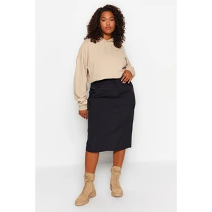 Trendyol Curve Black Parachute Midi Skirt