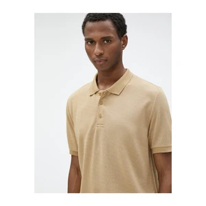 Koton Buttoned, Slim Fit Patterned Polo T-Shirt with Short Sleeves.