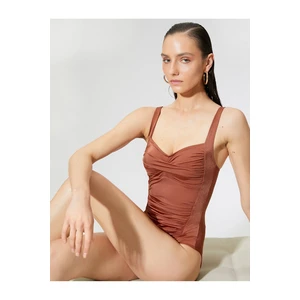 Koton Basic Swimwear Draped Thick Straps Covered