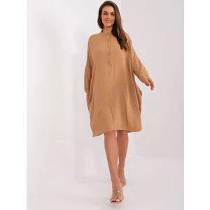 Camel oversize midi šaty