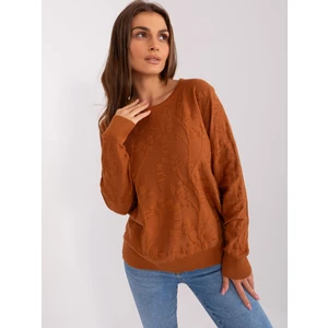 Light brown classic sweater with a round neckline