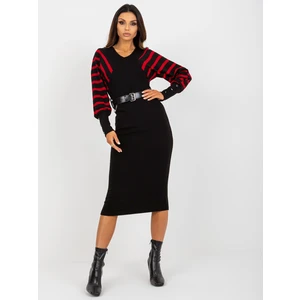 Ladies Knitted Midi Dress - Black