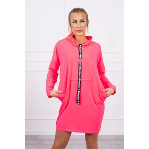 Dress with tie pink neon