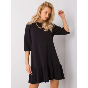 RUE PARIS Black dress with a frill