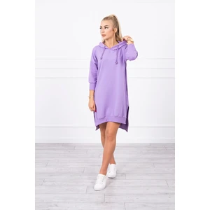 Dress with a hood and longer back purple