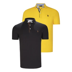 DUAL SET T8582 DEWBERRY MENS T-SHIRT-BLACK-YELLOW