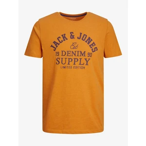 Orange Men's T-Shirt Jack & Jones Logo - Men