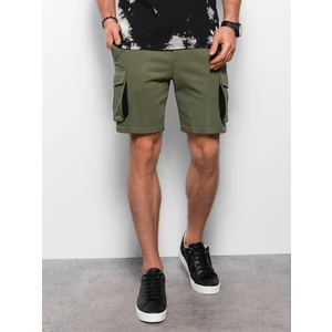 Ombre Men's shorts with cargo pockets - olive