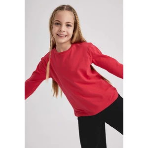 DEFACTO Girl Children's Day Regular Fit Crew Neck Long Sleeved T-Shirt