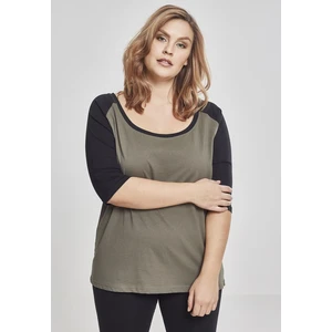 Women's 3/4 contrast raglan T-shirt olive/black