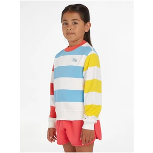 White-blue striped girly sweatshirt Tommy Hilfiger - Girls