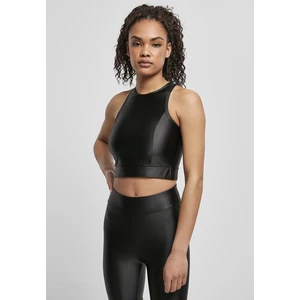 Women's Cropped Shiny Top Black