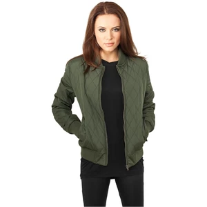 Women's Diamond Quilt Nylon Jacket Olive