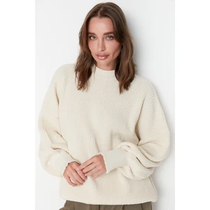 Trendyol Wide Fit Ecru Crew Neck Knitwear Sweater