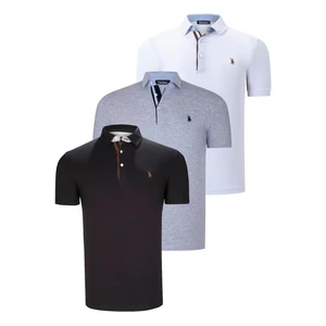 TRIPLE SET T8582 DEWBERRY MENS T-SHIRT-BLACK-WHITE-GREY