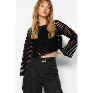 Trendyol Black Sheer Knitwear Sweater