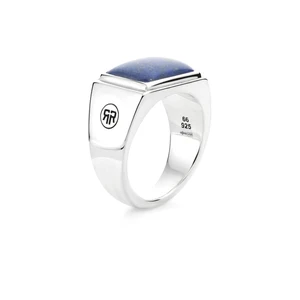 Rebel&Rose Nadčasový strieborný prsteň Square Lapis Lowneck RR-RG033-S 69 mm