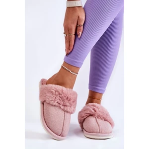 Lady's insulated slippers with fur Light pink Franco