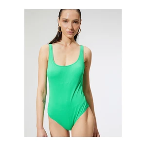 Koton Basic Swimsuit U-Neck Strap Textured Covered