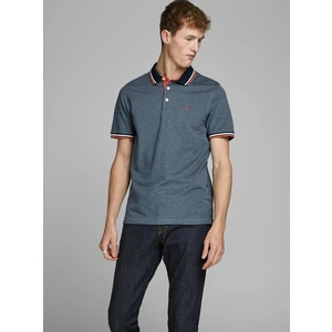 Jack&Jones Pánske polo triko JJEPAULOS 12136668 Denim Blue SLIM FIT M