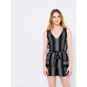 Black-grey Striped Short Overall CAMAIEU - Women