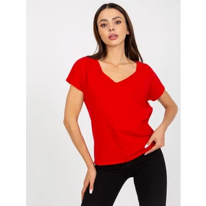Základní červené dámské bavlněné tričko