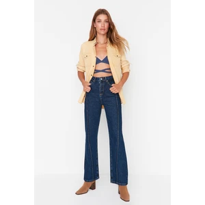 Trendyol Dark Blue Stitch Detail High Waist 90's Wide Leg Jeans