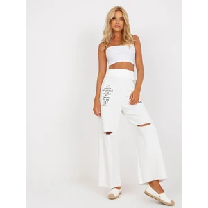 Women's white sweatpants with wide legs