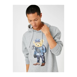 Koton Basic Hooded Sweatshirt Rayon Bear Print Long Sleeve