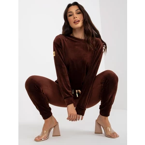 Dark brown velour set with trousers RUE PARIS