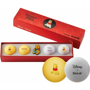 Volvik Vivid Lite Disney Characters 4 Pack Golf Balls Winnie The Pooh Plus Ball Marker Orange/White