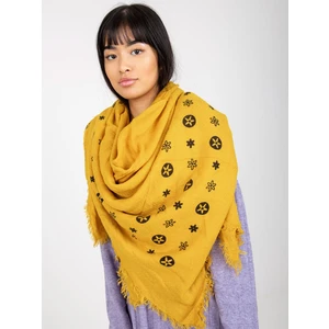 Yellow women's scarf with print