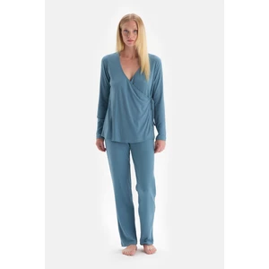 Dagi Pajama Set - Blue - Plain