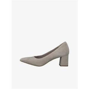 Beige Women's Suede Pumps with Low Heel Tamaris - Ladies