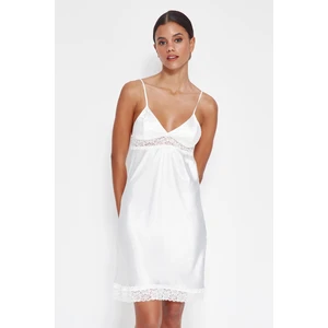 Trendyol White Lace Detailed Satin Woven Nightgown