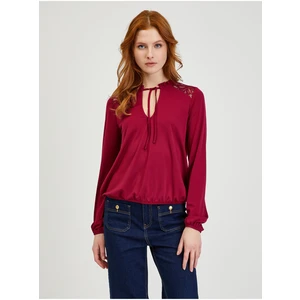 Burgundy Women's Blouse with Lace ORSAY - Ladies