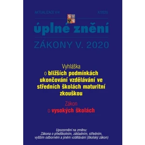 Aktualizace V/4 2020 Zákon o vysokých školách - Vyhláška o bližších podmínkách