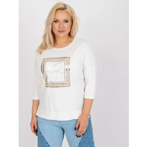 Ecru casual plus size cotton blouse Angelica