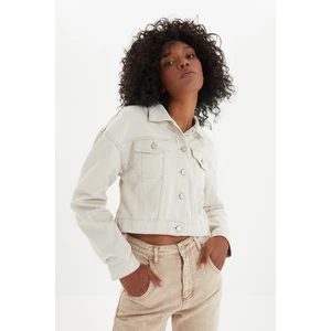 Trendyol Beige Crop Denim Jacket