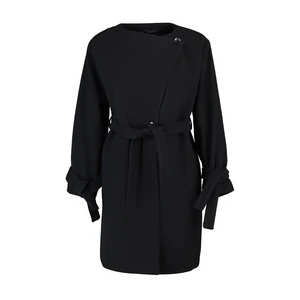 Trendyol Black Belted Wide Cut Oversize Lacing Detailed Stamp Coat